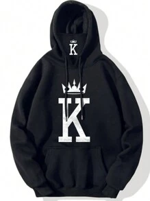 Manfinity Dauomo Men's Crown Pattern Sweatshirt With Mask Design - Black - View 3