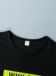 青少年男孩標語印花短袖上衣和迷彩褲套裝 - 彩色 - 查看 6