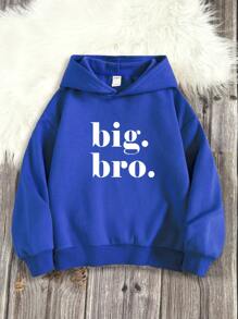 SHEIN Tween Boys' Casual Letter Print Long Sleeve Sweatshirt, Suitable For Autumn And Winter - Blue - View 1