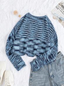SHEIN EZwear 女士長袖圓領毛衣 - 藍色 - 查看 7
