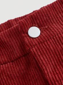 SHEIN MOD Women's Corduroy & Plush Splicing Skirt - Burgundy - View 3