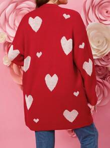 SHEIN LUNE Cárdigan de mujer de talla grande con patrón de amor