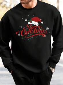 Manfinity VCAY Áo nỉ in hình Giáng sinh cho nam mùa thu đông - màu đen - Xem 1