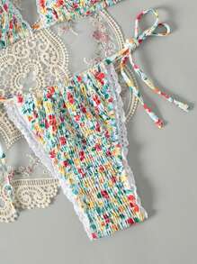 SHEIN Swim Ditsy Floral Two-Piece Bikini Set Summer Beach - Multicolor - View 4