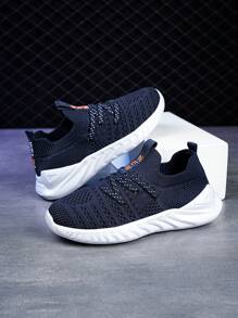 1pair Spring Autumn Kids' Running Shoes Mesh Athletic Sneakers, Lightweight & Comfortable - Blue - View 1