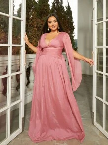 seomiscky 大碼女性深v領亮片裝飾晚會連衣裙 - 紫色 - 查看 5