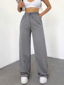 Pantalones De Chándal Para Mujer De Pierna Recta Con Cintura Ajustable