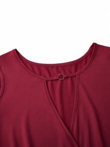 Celure 大碼花卉印花拼接露肩空心連衣裙 - 彩色 - 查看 3