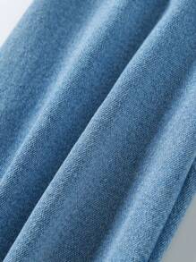 年轻女孩酷炫喇叭弹力牛仔裤 - 淺色水洗藍 - 查看 7