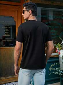 Manfinity Homme Nam In thư Ngắn tay Áo thun - màu đen - Xem 2