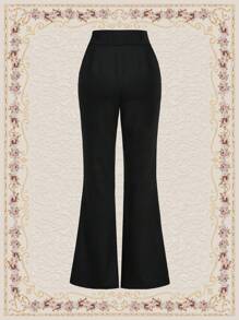 Vintamour Ladies' Button Closure Flared Pants Summer Clothes