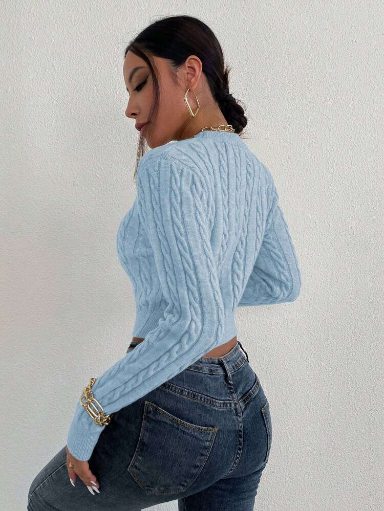 Solid Color Round Neck Pullover Sweater With Long Sleeves Knit Pullover Fall Winter Sweater
