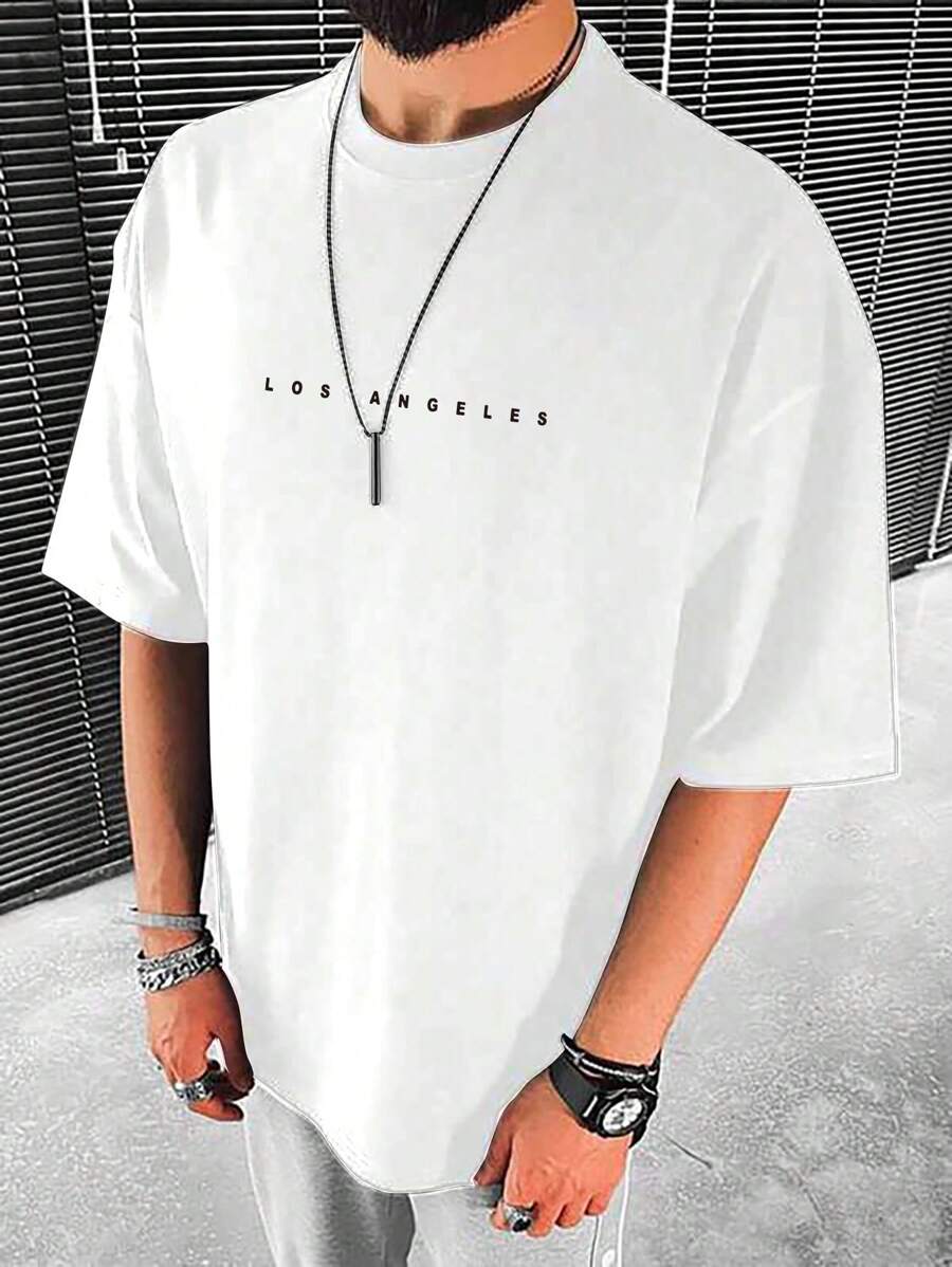 Manfinity Homme Nam In thư Áo thun - trắng - Xem 1