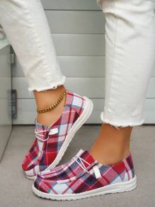 Women's Comfortable Casual Round Toe Large Size Flat Low Top Dopamine Color Block Lace-Up Sports Shoes - Multicolor - View 2