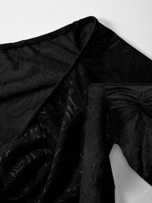 VaVaBold 女式提花露肩上衣 - 黑色 - 查看 5