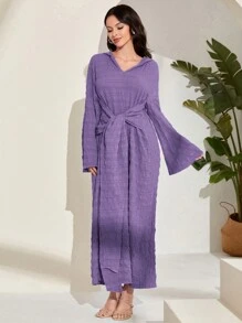 Modelyn 女士擴腿袖打結腰a字裙 - 淺灰紫 - 查看 5