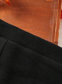 SHEIN 少女心形图案保暖内衬打底裤 - 黑色 - 查看 4