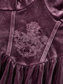 SHEIN MOD Mô hình hoa Nhung Đầm Với Hem xòe - Bụi hồng - Xem 3