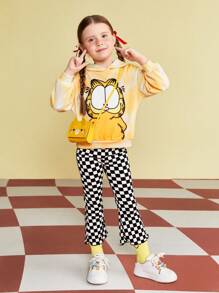 GARFIELD | SHEIN 小女孩扎染卡通印花卫衣 - 黃色 - 查看 5