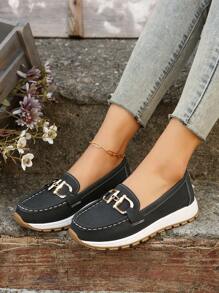 Women'S Comfortable Slip-On Rocker Sole Shoes With Thick & Soft Sole, Black - Black - View 1