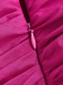 SHEIN Belle Women's Formal Evening Ball Gown With Big Bowknot, Strapless Neckline, Pleats And Flowing (Heavy Model) - Hot Pink - View 11