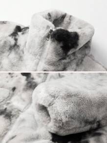 Winter New Thickened Men's Windproof Jacket With Shearling + Tie-Dye Design, Fashionable, Warm And Suitable For Couples - Black - View 3