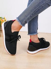 女性休閒運動鞋,透氣布料,輕量化鞋底,穿著舒適 - 黑色 - 查看 2