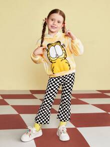 GARFIELD | SHEIN 小女孩扎染卡通印花卫衣 - 黃色 - 查看 6