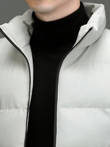 Men's Long Sleeve Zippered Vest Padded Coat, Fall/Winter - Apricot - View 3