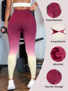 SHEIN Yoga Basic Liền mạch Bóng Thắt lưng băng rộng Quần Xà cạp thể thao - Nhiều màu - Xem 4