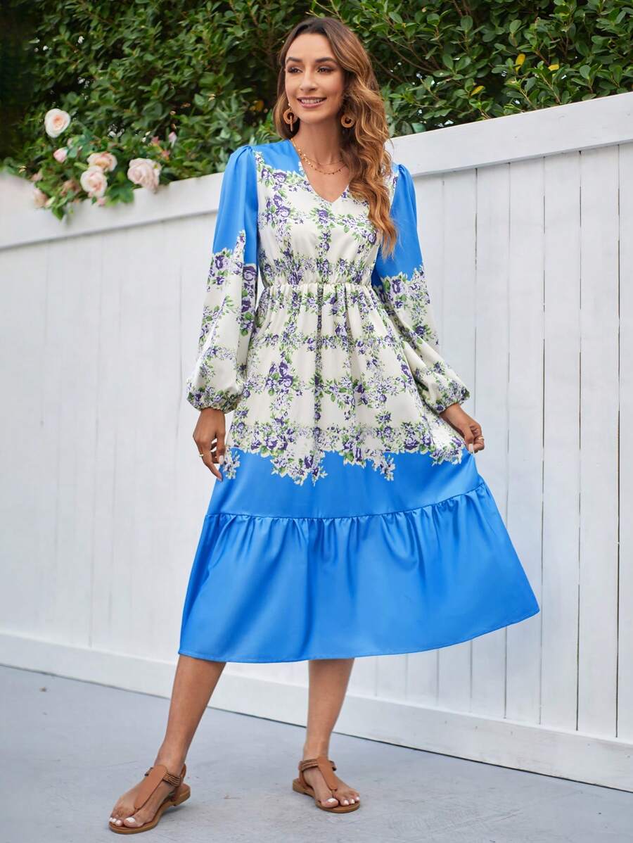 GENKIRA Floral Print Long Sleeve Women'S Dress Fall Cloth For Women - Multicolor - View 1