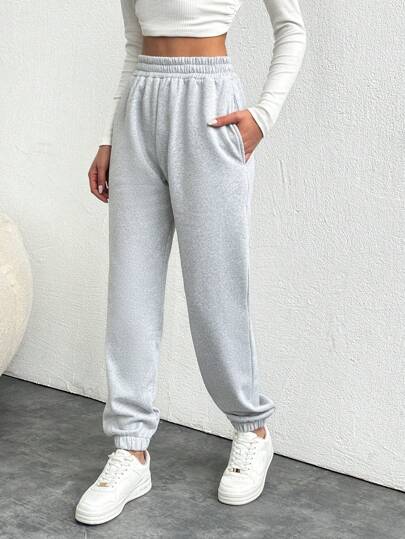 EURMUSE Calças De Moletom De Cintura Elástica Feminina Com Bolsos