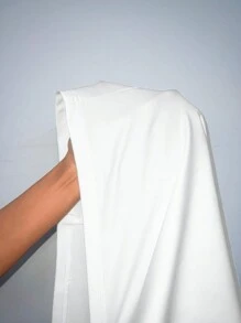 SHEIN Lady Women's Summer Line Print Square Neck Short Sleeve Slim Elegant Office Casual Dress - Black and White - View 7