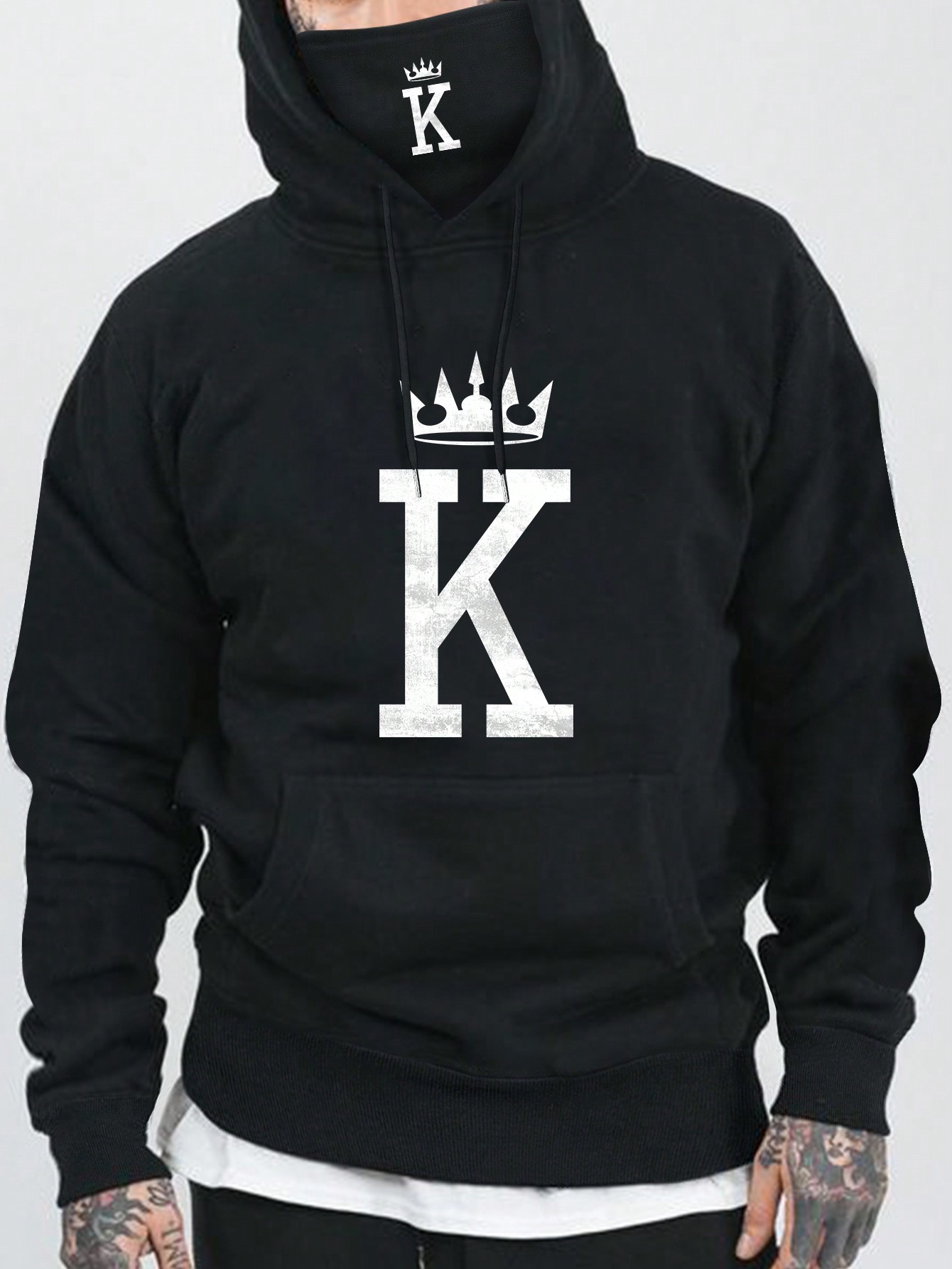 Manfinity Dauomo Men's Crown Pattern Sweatshirt With Mask Design