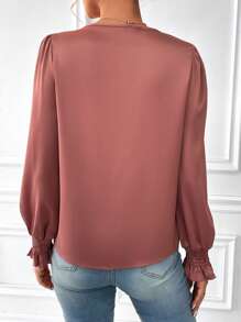 SHEIN Frenchy Women'S V-Neck Long Sleeve Shirt