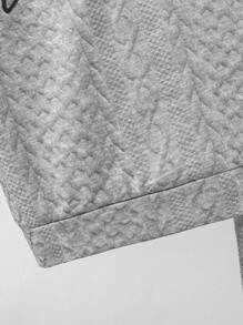 SHEIN Two-Piece Set Of Girls' Textured Letter Print Sweatshirt And Track Pants - Grey - View 3