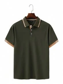 Manfinity Mode Men's Color-Block Short Sleeve Polo Shirt