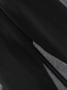 Teen Boys' Slogan Print Plaid Panel Hoodie And Sports Pants Two Piece Set For Fall/Winter - Black - View 7