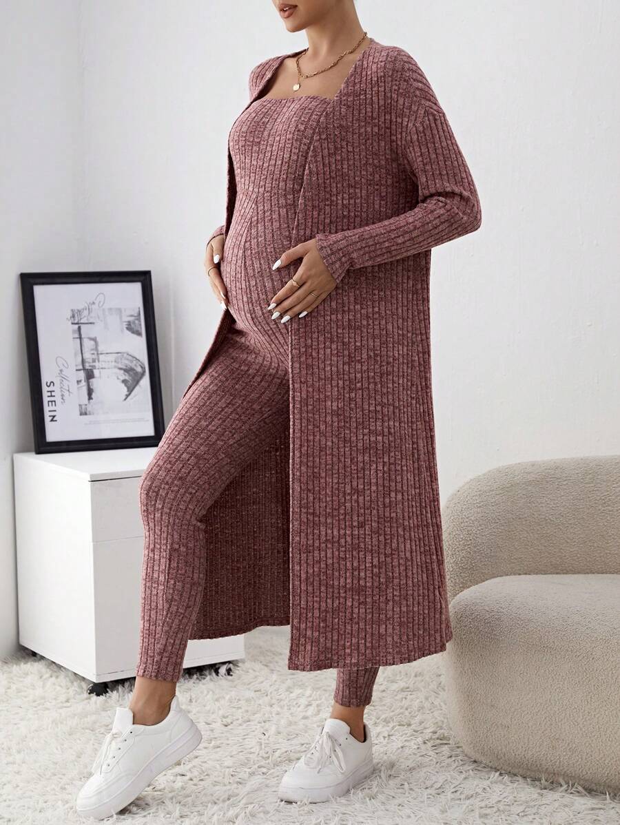SHEIN Maternity Bodycon Tube Jumpsuit And Cardigan 2pcs/Set for Sale