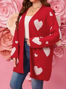 SHEIN LUNE Cárdigan de mujer de talla grande con patrón de amor