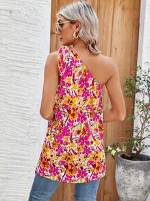 SHEIN LUNE 側開衩花卉印花不對稱下擺襯衫 - 彩色 - 查看 2