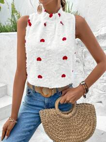 Breezaya Sleeveless Shirt With Heart Pattern - White - View 2