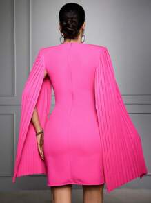SHEIN Cottnline Women's Cape Sleeve Bodycon Dress - Pink - View 2