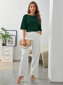 SHEIN Frenchy Solid Color Bell Sleeve T-Shirt