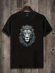 男士獅頭印花短袖t恤