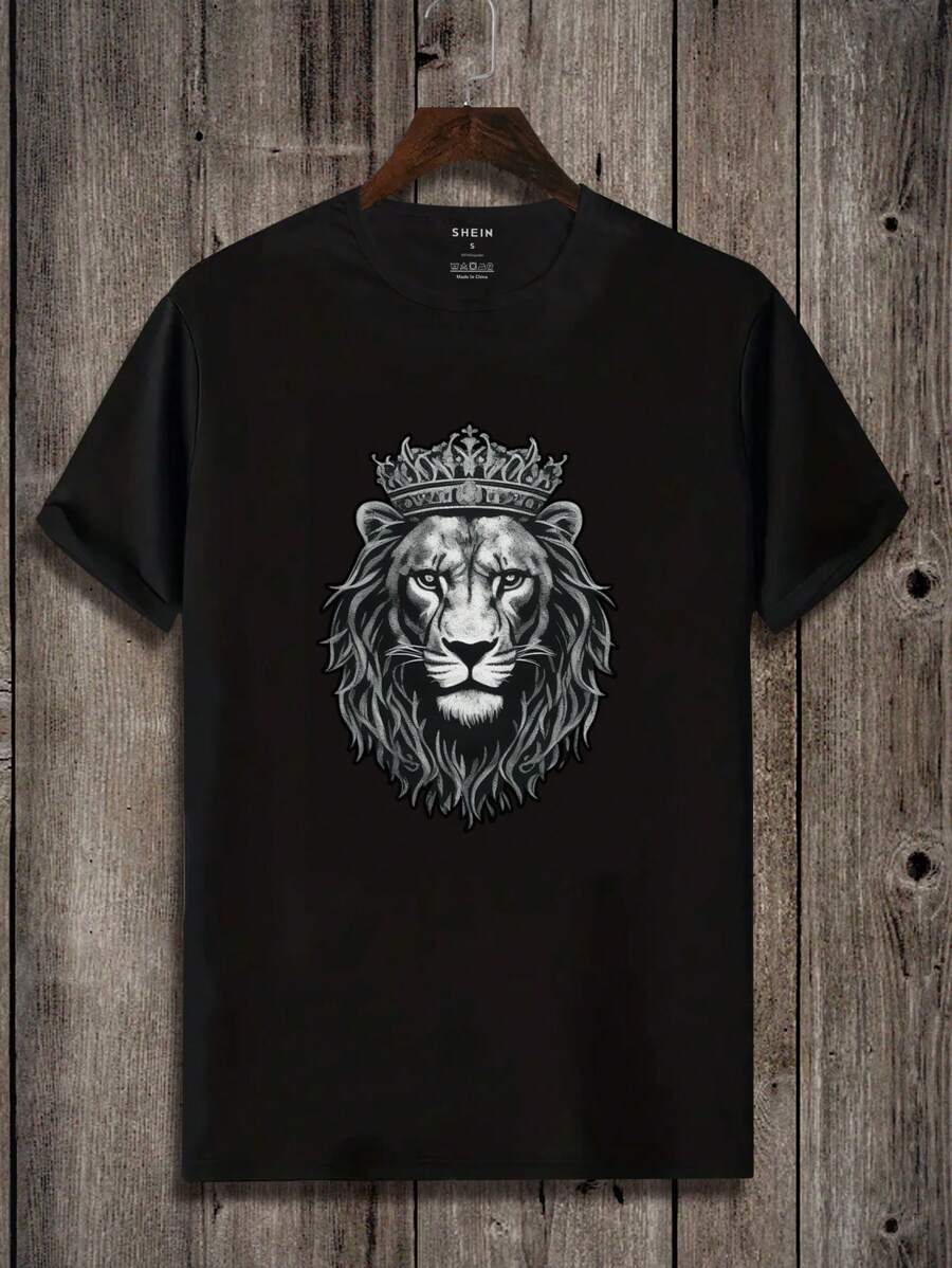 男士獅頭印花短袖t恤