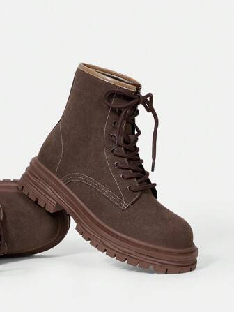 OUTDOORSY Women's Fashionable Thick-soled Mid-calf Boots In Brown