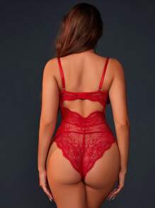 Spicy Aura Set Pakaian Dalam Seksi Wanita Memotong - Merah - View 2