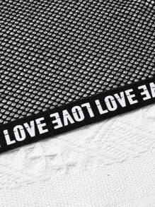 青少年女孩短袖遮陽裙,採用大字母和織帶設計 - 黑色 - 查看 5