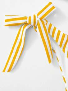 Swim Vcay Summer Beach Striped One Shoulder Tie Side Bikini Set - Multicolor - View 4